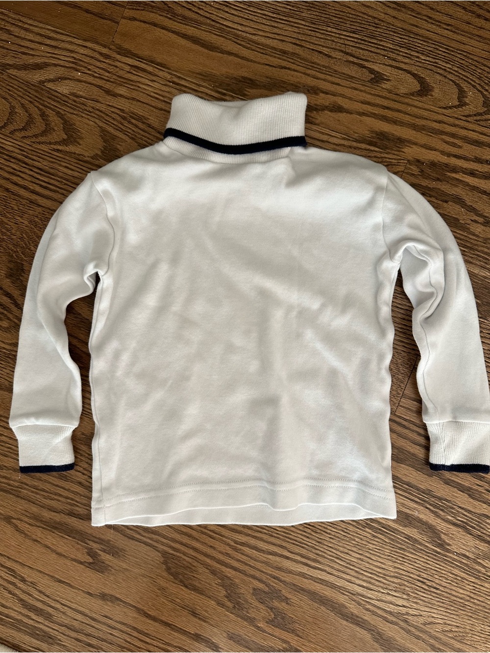 Florence Eiseman Cream Turtleneck Top with Navy Trim